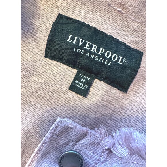 Liverpool Aster Mauve Rose Jean Jacket Size Petite Medium Button Up NWT $109 - Picture 3 of 10